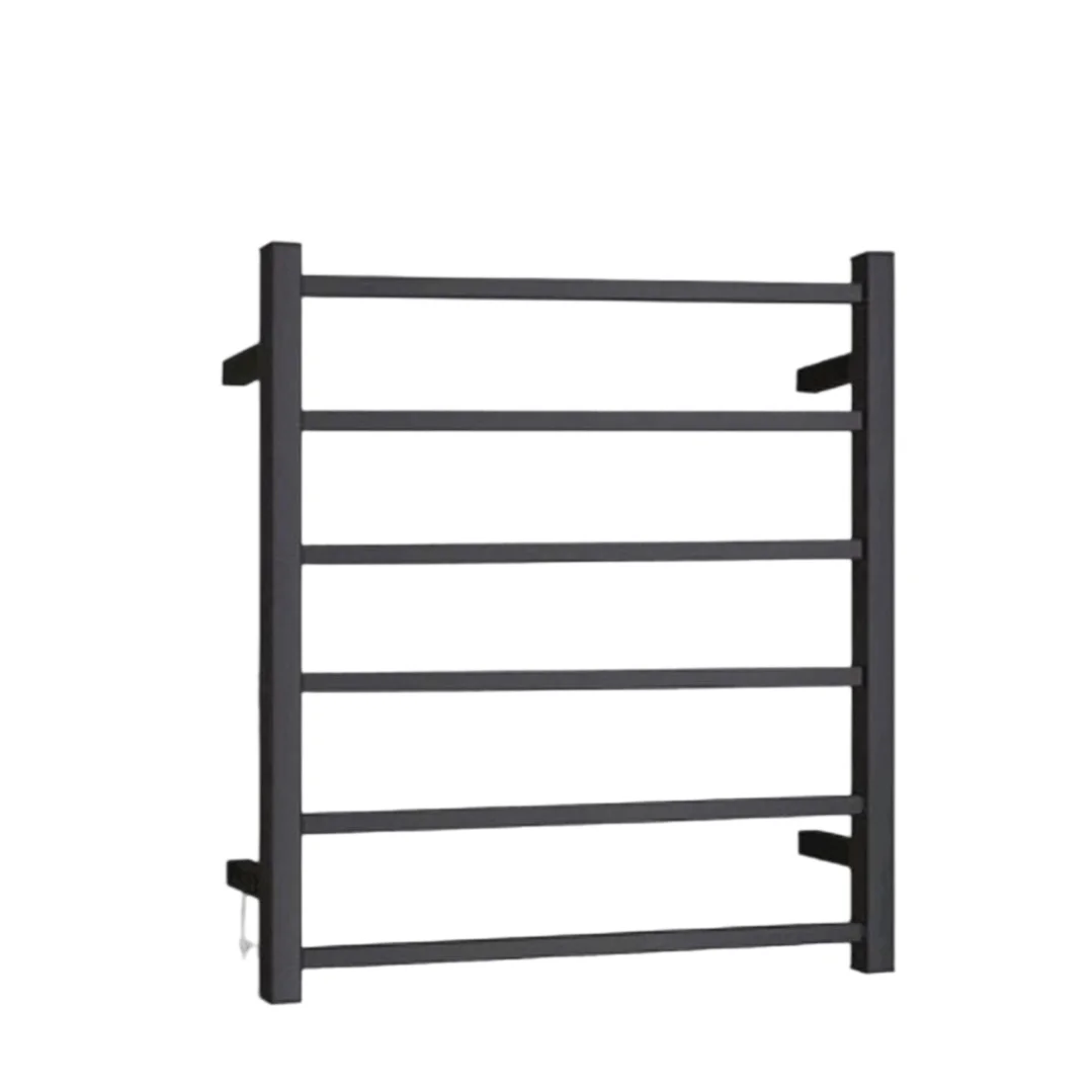 Round Heated Towel Rail MATT BLACK 750x718x120mm