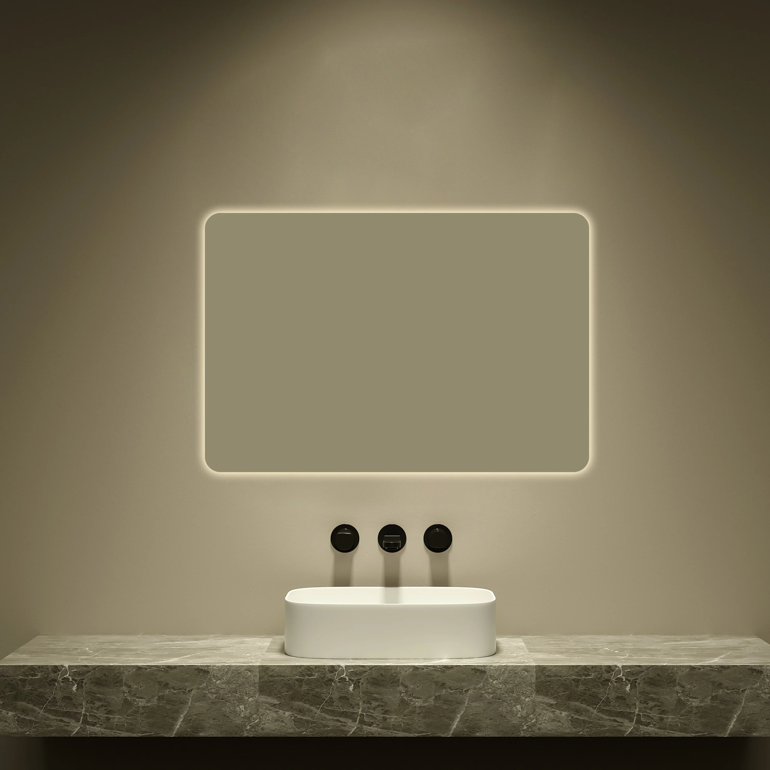 Anti Fog and 3 colored led light Mirror